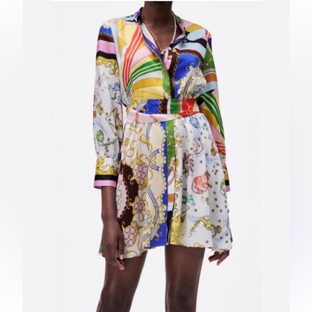 Zara Multicolor Long Sleeve Dress